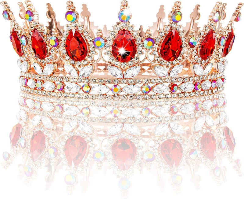 Nackiy Gold Crown for Women, Crystal Queen Tiaras Headband Wedding Bridal Hair Accessories, Birthday Party Prom Cake Topper - Image 1